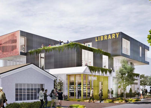 A digital rendering of the new Montrose Library in Houston.
