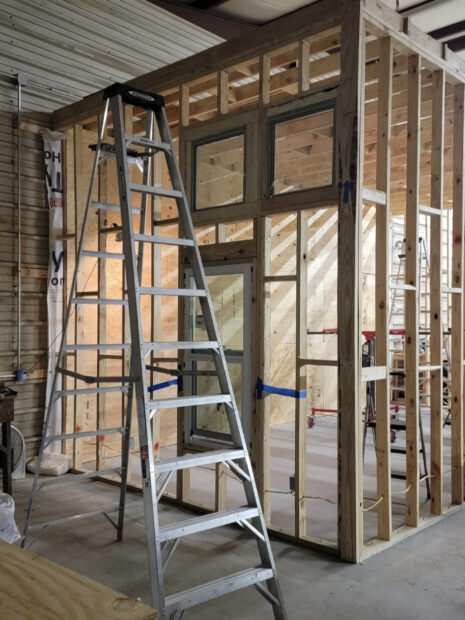 Photo of a studio buildout in process