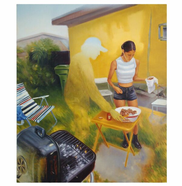 Painting of people BBQing