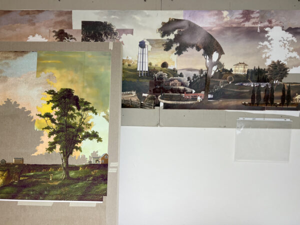 Process images of landscape collages