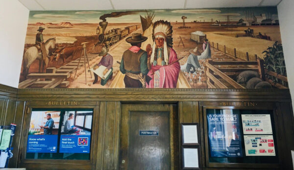 Mural of the naming of Quanah in a post office