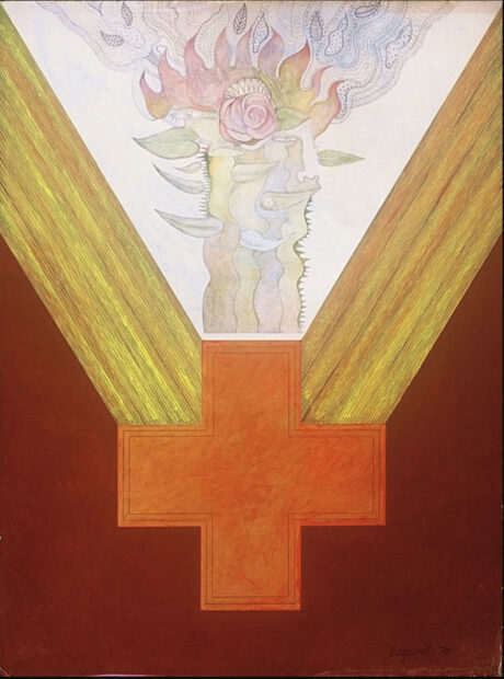 Stylized painting of a cross