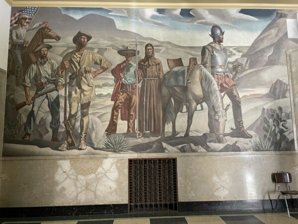 Post office mural showing a cross of cultures in El Paso