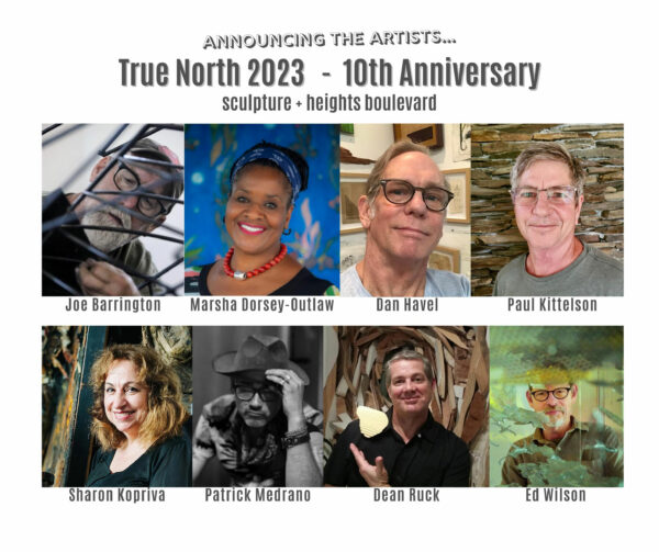 Collaged photo of 8 artists participating in True North 2023