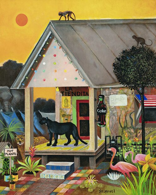 Painting of the front porch of a house
