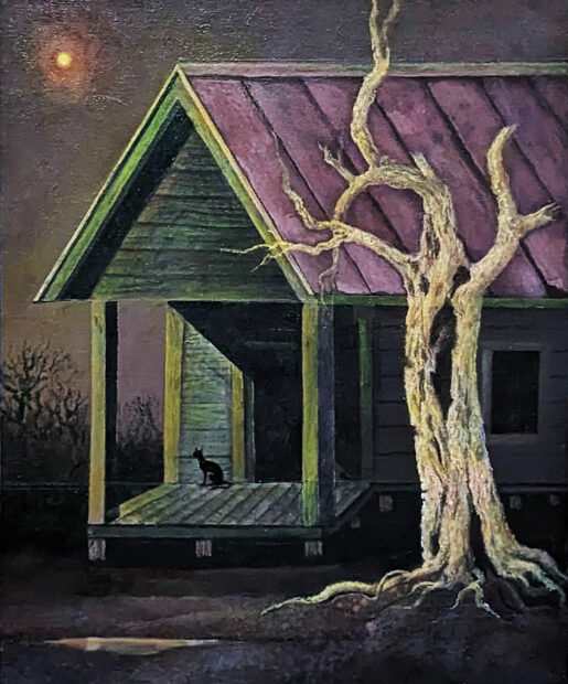 Painting of a haunted house
