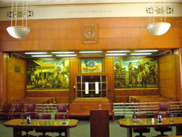 Murals in a Texas courthouse