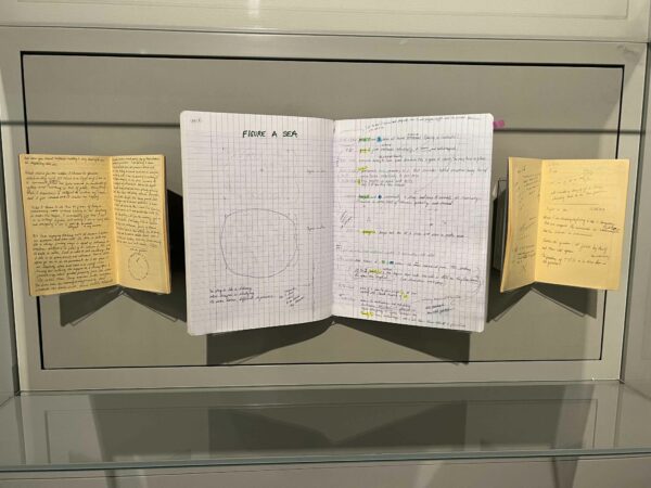 Notes and notebooks in a vitrine