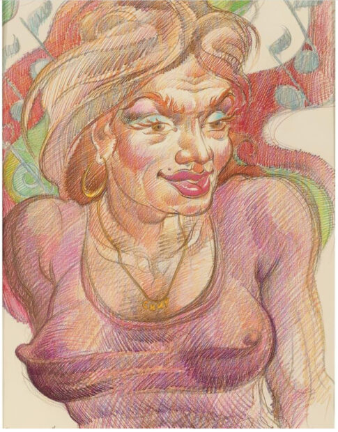 Colored pencil drawing of a woman