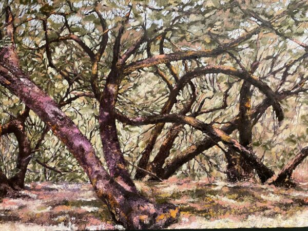 Impasto painting of trees