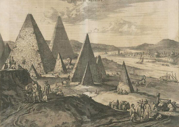 Historical photo of Egyptian pyramids