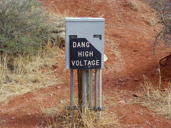 Damaged voltage sign