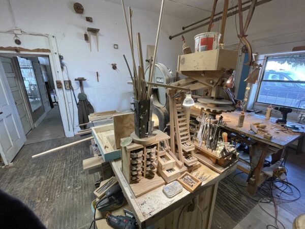 A photo of an artists studio space