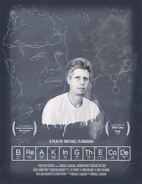 A movie poster for the documentary film Breaking the Code by Michael Flanagan.