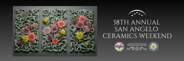 A graphic promoting The 38th Annual San Angelo Ceramics Weekend.