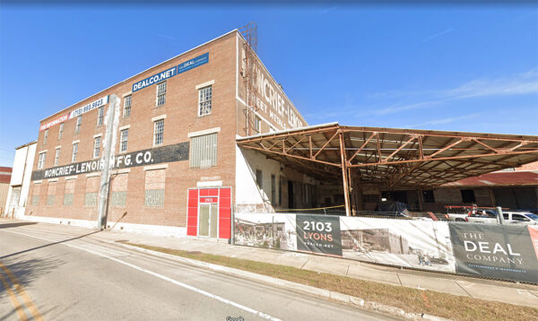 A Google Maps street view image of a warehouse property northeast of downtown Houston.