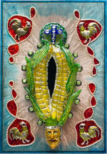 Detail of a corn shaped like the virgin