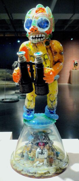 Glass sculpture of an alien form