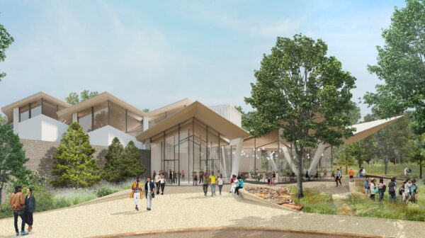 Architectural rendering of an art museum in Arkansas