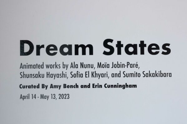 Exhibition title wall with the title "Dream States" in bold