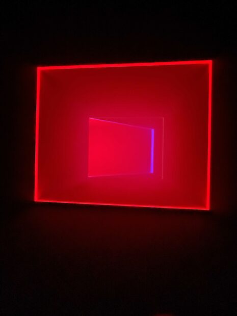 A red light piece on view at the MFAH Houston