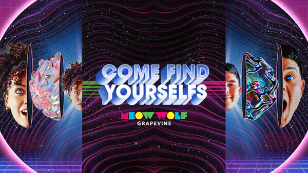 A designed graphic with text that reads "Come Find Yourselfs" across a cosmic background.