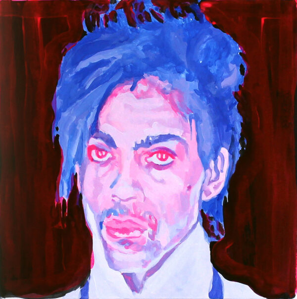 A small painting by Ryan Sandison Montgomery of the musician Prince.