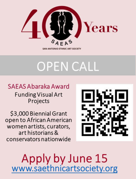 A designed graphic promoting an open call for African American women artists.