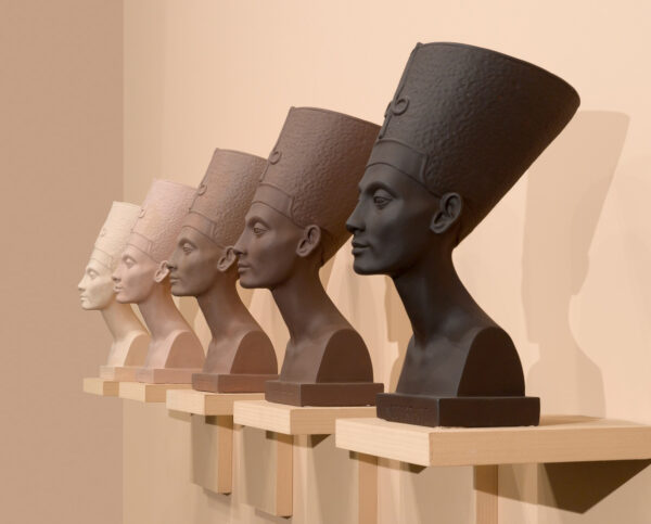 Nefertiti busts in different shades of brown