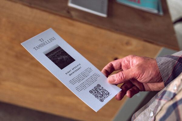 A photo of a flyer with a QR Code