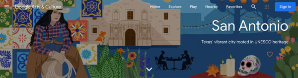 A screenshot of a Google Arts & Culture page for the City of San Antonio.