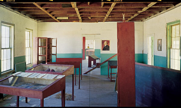 A photograph of part of a site-specific installation by Ilya Kabakov.