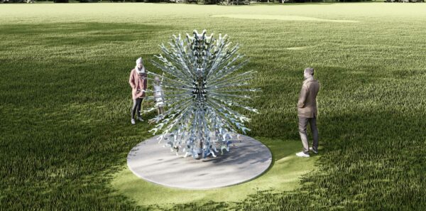 Digital rendering of a public sculpture piece