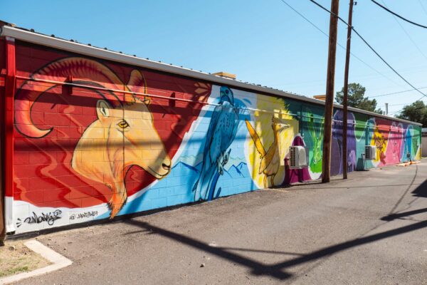 Photo of murals in an alley in Alpine, Texas