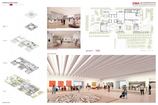 A layout of a concept design of the interior of the Dallas Museum of Art, designed by Nieto Sobejano Arquitectos.