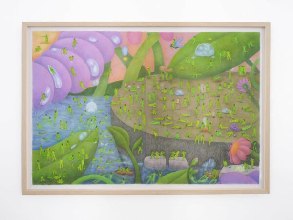 Payton McGowen, “The Island,” Colored pencil and gouache on paper, 60 x 40 inches framed with museum glass, 2023. Photo courtesy of Martha's