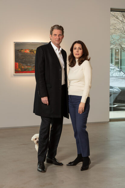 A photograph of gallerists Michael Briggs and Anna Meliksetian.