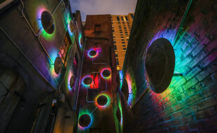 A photograph of a public art sculpture by Dean Ruck.