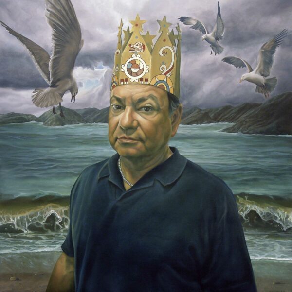 Portrait of Cheech Marin wearing a crown