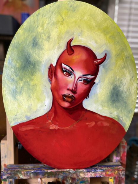 Painting of a person as a devil