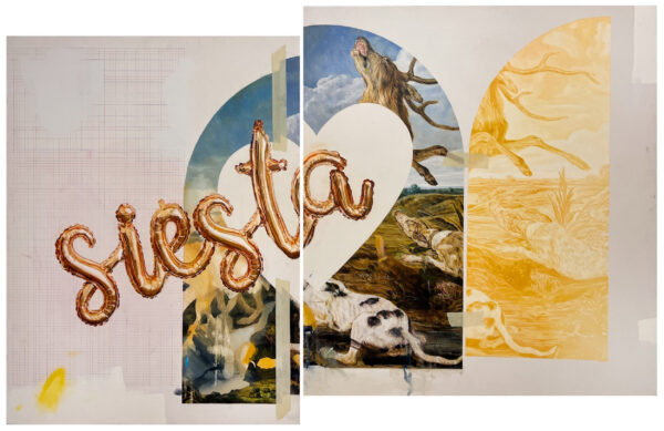 Painting with the word Siesta in balloon letters