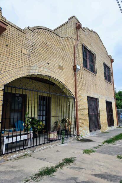 Facade of a brick building in Brownsville