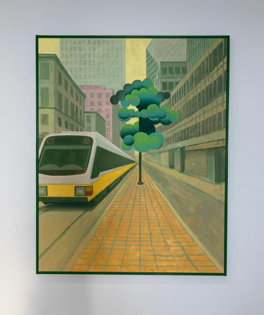 Masamitsu Shigeta, "A street car and a Tree (2)," 2023, Oil on canvas with wood frame