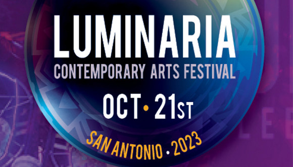A designed graphic promoting the 2023 Luminaria Contemporary Arts Festival.