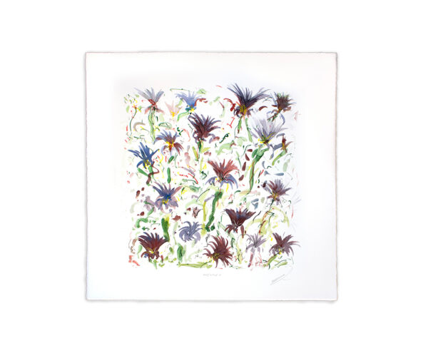 An artwork featuring many small drawings of thistles.