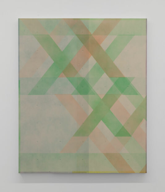 work of pastel green and yellow letter "X"