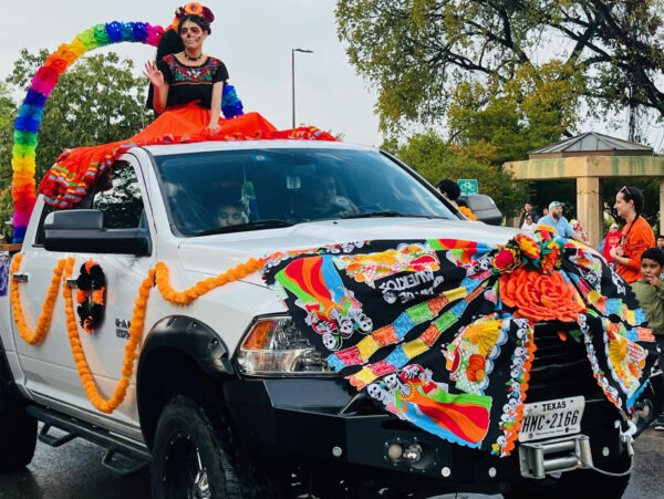 Photo of a truck decorated in day of the dead motif