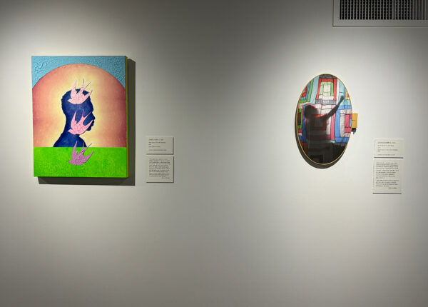 An installation image of works by Johnny Floyd and Letitia Huckaby.