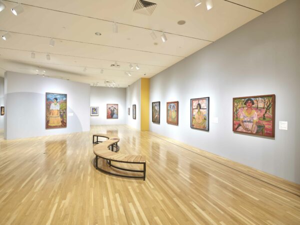 Installation view of large scale paintings in a gallery