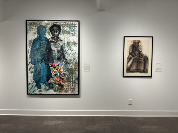 An installation image of works by Delita Martin and Harvey Johnson. 